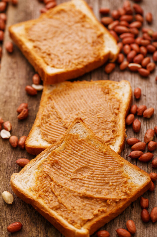 peanut butter on a toast